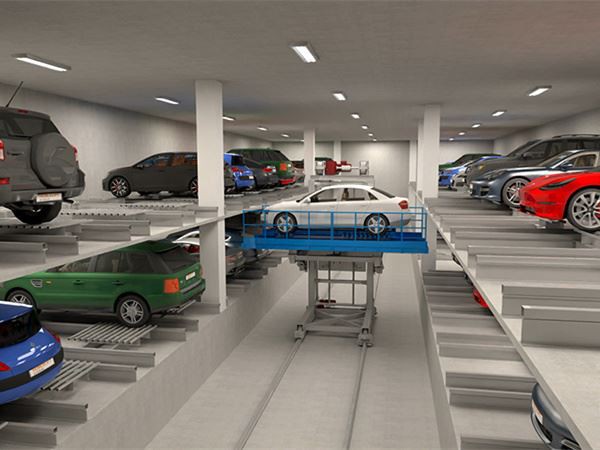 Lorong Terowong Susun Garaj Letak Kereta Automatik